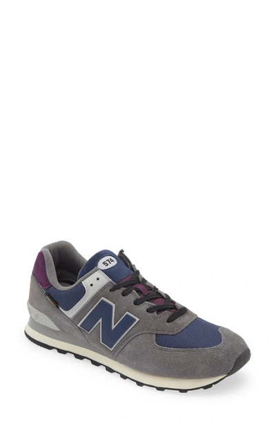 New Balance Gender Inclusive 574 Sneaker In Grey/ Navy/ Purple