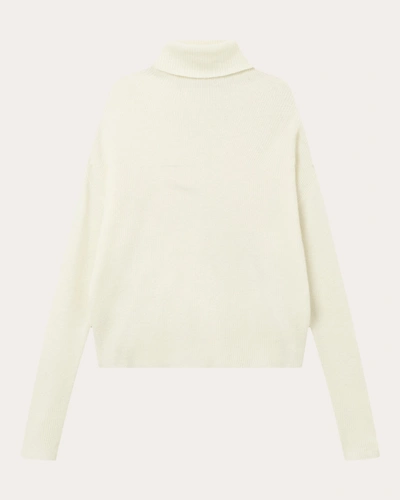 Mark Kenly Domino Tan Women's Krystal Cashmere Turtleneck Sweater In White