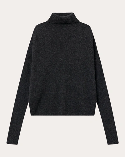 Mark Kenly Domino Tan Women's Krystal Cashmere Turtleneck Sweater In Black