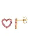 A & M Cz Heart Shape Stud Earrings In Pink