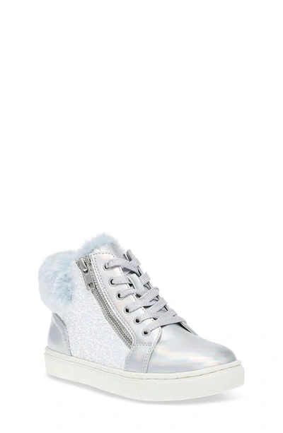 Dolce Vita Dv By  Kids' Sumatra Glitter Sneaker With Faux Fur Trim In Iridescent