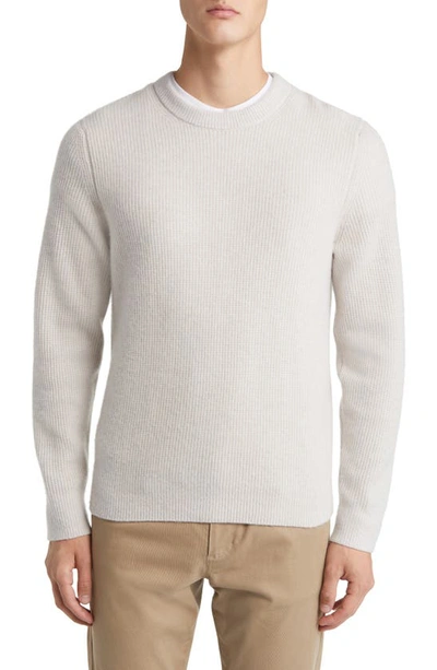 Vince Boiled Cashmere Crewneck Sweater In H White Combo