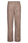 Vero Moda Olympia Mid Rise Straight Leg Faux Leather Pants In Brown Lentil