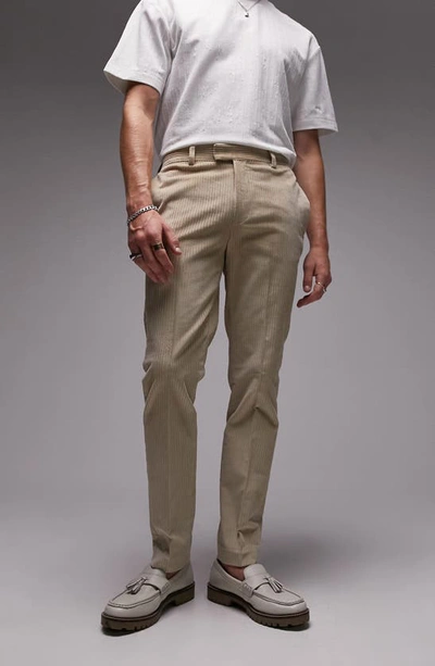 Topman Corduroy Skinny Suit Trousers In Beige