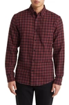 Nordstrom Marcus Trim Fit Check Flannel Button-down Shirt In Burgundy- Black Marcus Plaid