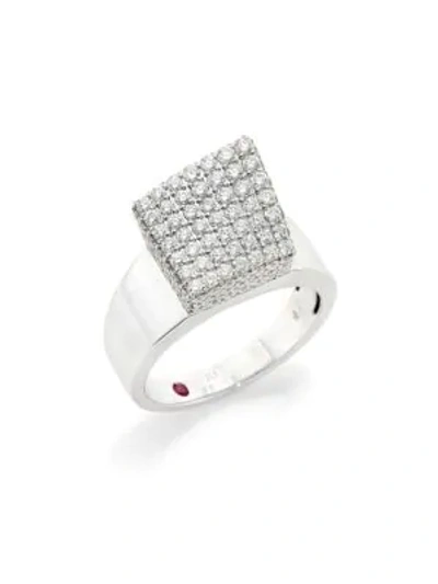 Roberto Coin Sauvage Prive 18k White Gold Diamond Cube Ring In Silver