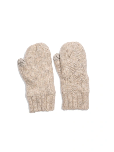 Faherty Marled Cable Mittens In Driftwood