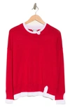 Sweet Romeo Contrast Trim Pullover Sweater In Red