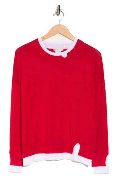 Sweet Romeo Contrast Trim Pullover Sweater In Red