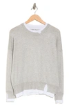 Sweet Romeo Contrast Trim Pullover Sweater In H.grey/ White