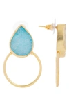 Saachi Druzy Hoop Earrings In Aqua Blue