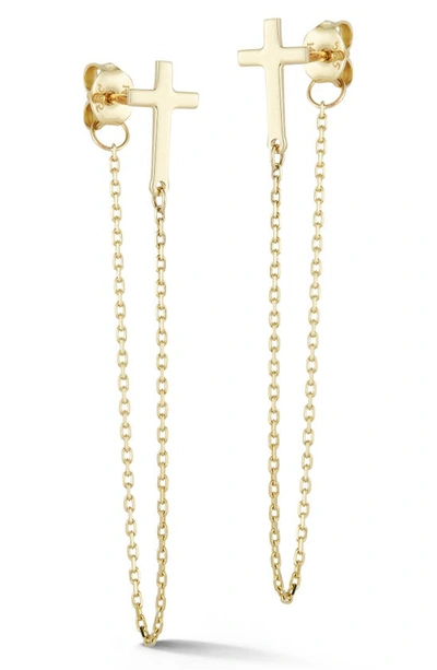 Ember Fine Jewelry Chain Drop Cross Stud Earrings In Gold