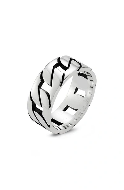 Yield Of Men Sterling Silver Oxidized Curb Band Ring
