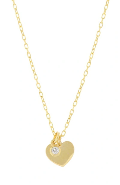 Argento Vivo Sterling Silver Gp Heart And Cz Drop Nk In Gold