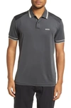 Hugo Boss Paddytech Stretch Polo In Dark Grey
