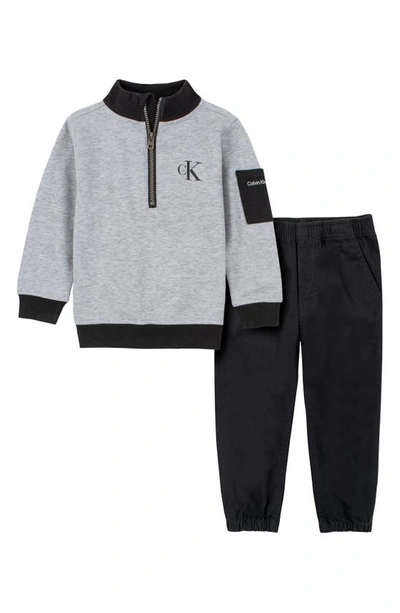 Calvin Klein Babies'  Quarter-zip Pullover & Joggers Set In Grey Multi
