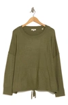 Max Studio Drawstring Sweater In Heather Sage