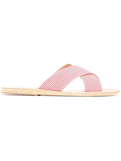 Ancient Greek Sandals Thais Gingham Leather Sandals In Red