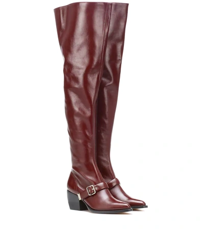 Chloé Over-the-knee Leather Boots In Red