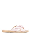 Ancient Greek Sandals Thais Bow Gingham-strap Sandals In Pink White