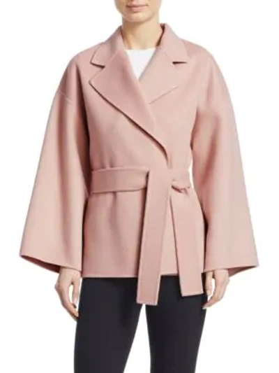 Theory Wool & Cashmere Belted Robe Jacket In Rosa