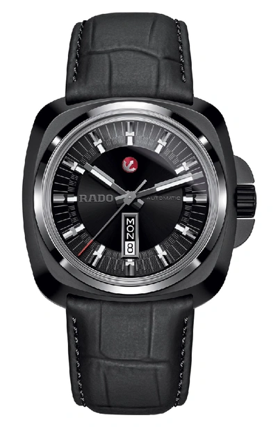 Rado Hyperchrome 1616 Leather Band Watch, 46mm In Black