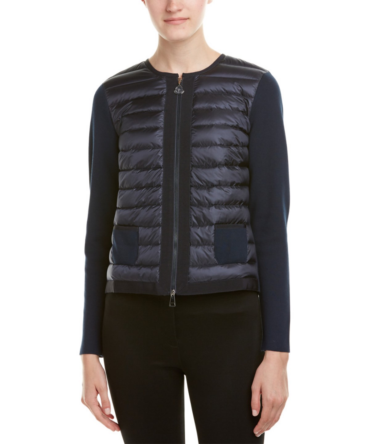 Moncler 'maglia' Quilted Down Front Tricot Cardigan In Black | ModeSens