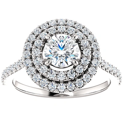 Pompeii3 1 Ct Diamond Ex3 Lab Grown Double Halo Engagement Ring 10k White Gold In Multi