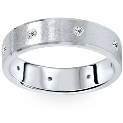 Pompeii3 Mens Platinum 6mm 1/3ct Brushed Diamond Wedding Band In Multi