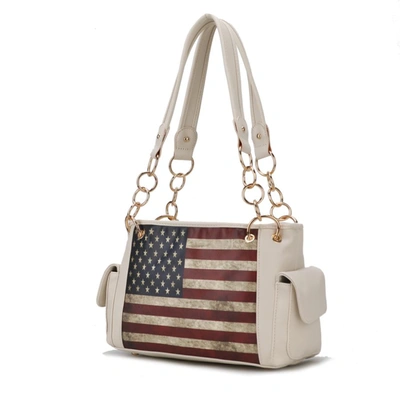 Mkf Collection By Mia K Alaina Vegan Leather Women's Flag Shoulder Bag In Beige