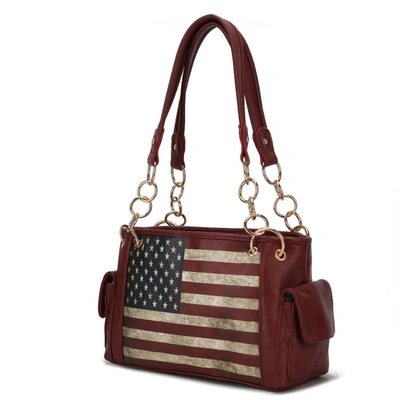 Mkf Collection By Mia K Alaina Vegan Leather Women's Flag Shoulder Bag In White