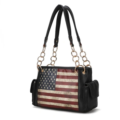 Mkf Collection By Mia K Alaina Vegan Leather Women's Flag Shoulder Bag In Black