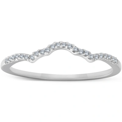 Pompeii3 1/8 Ct Diamond Contoured Womens Wedding Anniversary Ring 14k White Gold Band In Multi