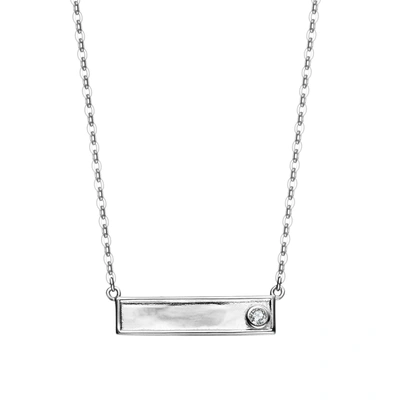 Rachel Glauber Ra Rhodium Plated Lab Created Diamond Bar Neckalce In White
