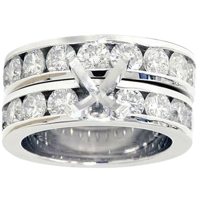 Pompeii3 3ct Diamond Engagement Semi Mount Wedding Ring Set White Gold Channel Set In Multi