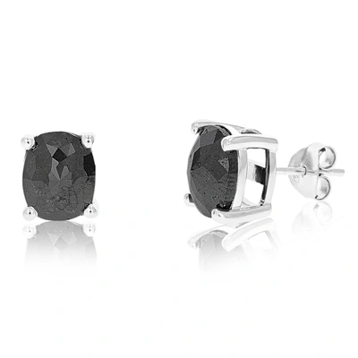 Vir Jewels 5 Cttw Oval Shape Black Diamond Stud Earrings .925 Sterling Silver Prong Set