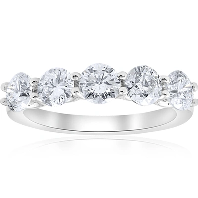 Pompeii3 2cttw Diamond 5 Stone U Prong Wedding Round Cut Ring 14k White Gold In Multi