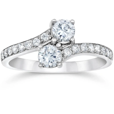 Pompeii3 Forever Us Two Stone Round Diamond 1 Ct Solitaire Ring 14k White Gold In Multi