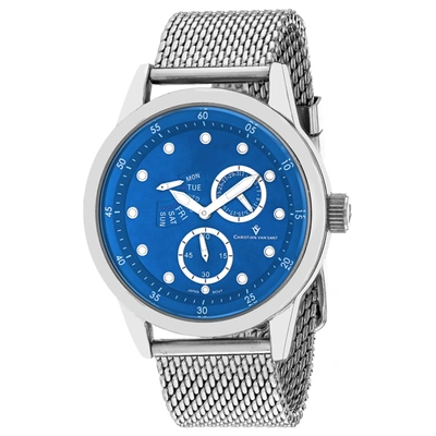 Christian Van Sant Men's Blue Dial Watch In Silver
