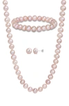 Delmar Freshwater Pearl Necklace, Bracelet & Stud Earrings Set In Pink