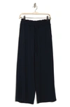Ellen Tracy Palm Outline Smocked Crop Pants In Navy