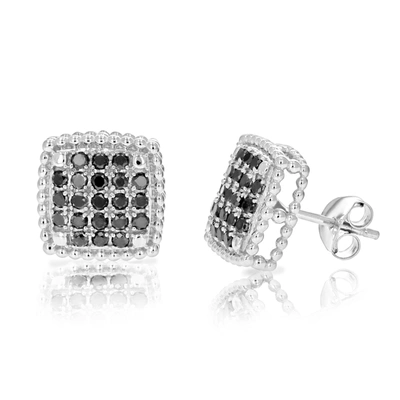 Vir Jewels 1 Cttw Black Diamond Cluster Composite Stud Earrings .925 Sterling Silver 1/2 Inch
