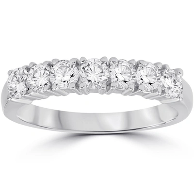 Pompeii3 3/4 Ct Lab Grown Diamond Ex3 7-stone Wedding Ring 14k White Gold In Multi