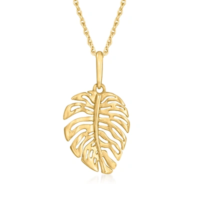 Canaria Fine Jewelry Canaria 10kt Yellow Gold Monstera Leaf Pendant Necklace In Multi