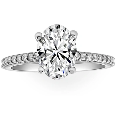 Pompeii3 H/vs 2.50ct Oval Lab Grown Diamond Engagement Ring In 14k White Gold In Multi