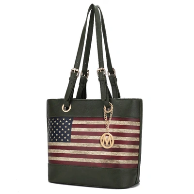 Mkf Collection By Mia K Vera Vegan Leather Patriotic Flag Pattern Women's Tote Bag In Green