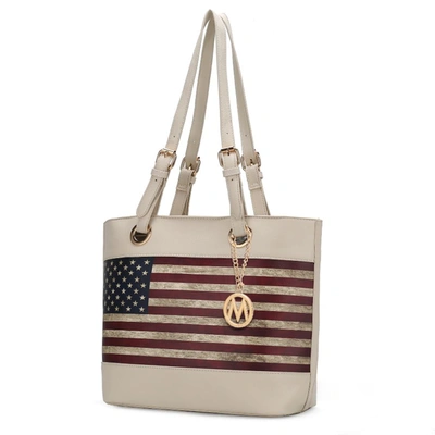 Mkf Collection By Mia K Vera Vegan Leather Patriotic Flag Pattern Women's Tote Bag In Beige