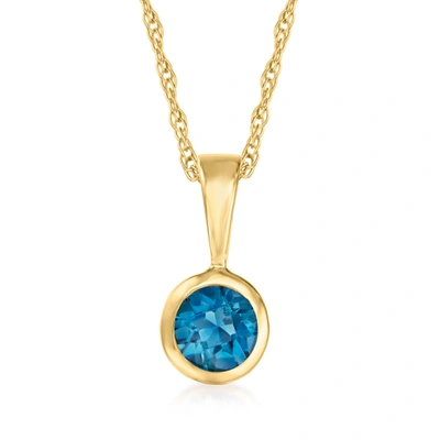 Rs Pure Ross-simons London Blue Topaz Pendant Necklace In 14kt Yellow Gold. 16 Inches In Multi