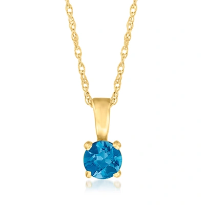 Rs Pure Ross-simons London Blue Topaz Pendant Necklace In 14kt Yellow Gold. 16 Inches In Multi