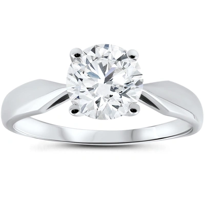Pompeii3 1 1/2ct 4-prong Enhanced Diamond Solitaire Engagement Ring 14k White Gold In Multi